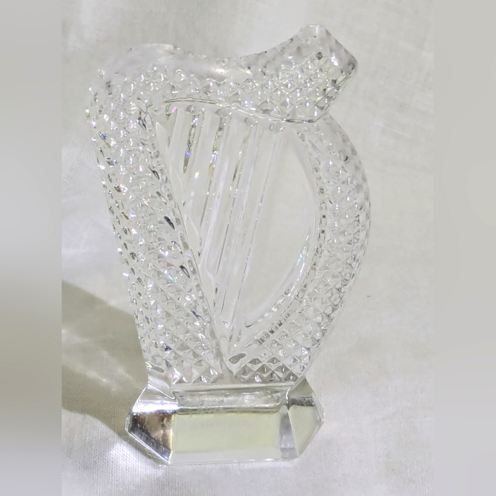 Waterford Cut Crystal Mini 2 3/4 in. Harp Paperweight  Signed/Stamped Irish